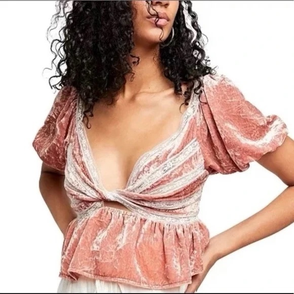 Free People Tops - Free People Truly Yours Crushed Velvet Top Size Medium